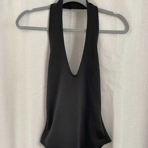 Black halter bodysuit